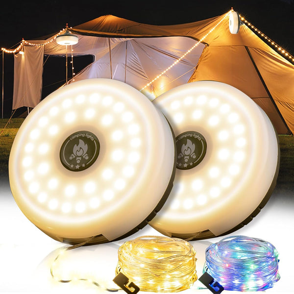 Sutaig 2-Pack Camping String Lights, 4 in 1 Outdoor Camping Lantern with 8