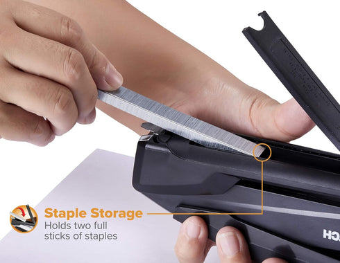 Bostitch Office Black Executive Stapler (INP20-BLK), 20 Sheet Capacity, One Finger Stapling, 210 Staples, Integrated