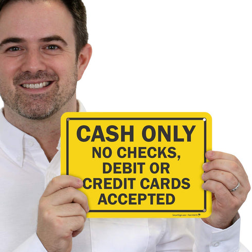 SmartSign Cash Only - No Debit or Credit Cards Accepted Sign | 7" x 10" Plastic, Model S2-0076-PL-10