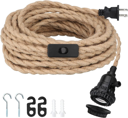 Zevnico 16.5FT Pendant Light Kit, Hanging Lights with Plug in Cord & Switch,