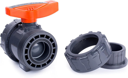 2 F1970, 200 @73F, 2 inch (2 inch) HYDROSEAL Kaplan PVC True Union Ball Valve with Full Port, ASTM EPDM O-Rings