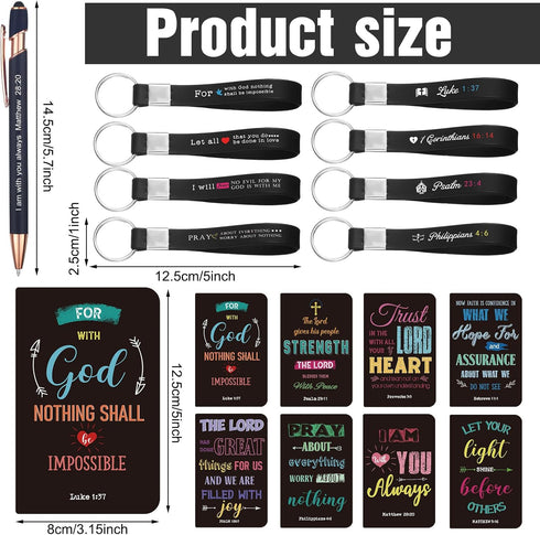 PerKoop 48 Pcs Inspirational Gifts Set 3 x 5 Inch Bible Jesus Notepads Ballpoint Pens Keychains Bulk Mini Farmhouse Journal Notebooks for School Office Party Favor Supplies by PerKoop