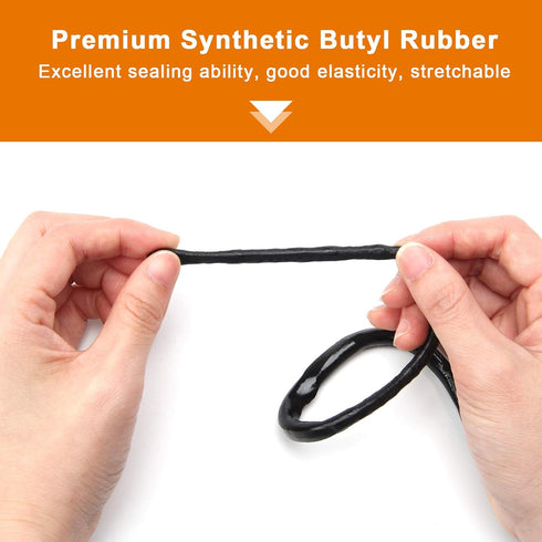 Coitak Butyl Sealant Putty Tape, Diameter 3/8" x 13 Feet Extra Thick Rubber Sealant for Leak Proof Repair