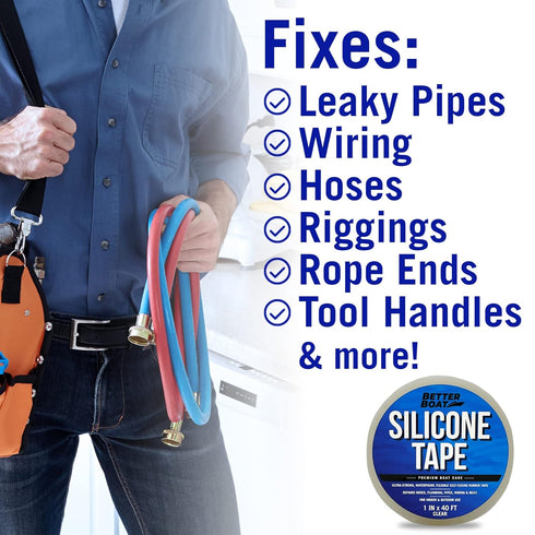 Better Boat Heavy Duty Silicone Tape, Self Fusing Plumbing Tape for Water Pipe, Hose Repair, Waterproof Seal