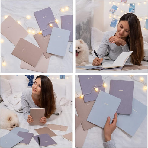 Notebook Journal, A5, 8 Pack, 5.5 x 8 in, Cute Soft Paper Cover, Thin Writing Journal for Travel, Meditation, Wedding
