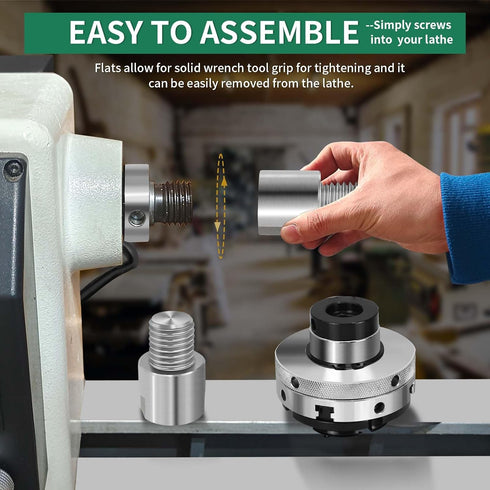 Lathe Headstock Spindle Adapter, Converts FT 3/4" x 16 to MT 1" x 8 TPI for Woodworking Lathe