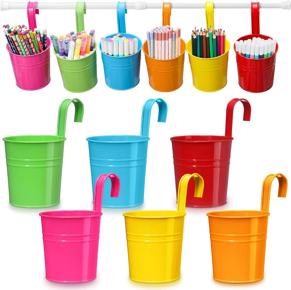 Fullhawl 6 Pcs Pencil Holder Crayon Organizer for Classroom Metal Iron Wall Crayon