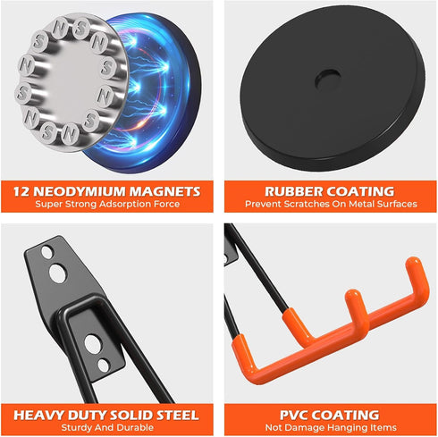 Large Strong Magnetic Hooks Heavy Duty, 3.5in Powerful Utility Magnets for Garage Storage and Hanging Tools