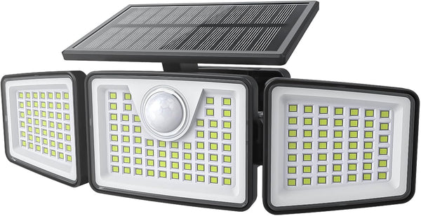 daphino 2500LM Solar Lights Outdoor with Motion Sensor,3 Head 270 Wide Angle