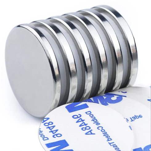 DIYMAG 6 Pack Strong Magnets with Double Sided Adhesive Backing, 1.26"x0.12" Round