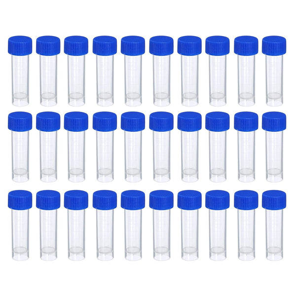 PATIKIL 5mL Plastic Test Tubes, 100 Pack, Blue Screw Cap for Lab Storage, Clear Container for Laboratory Science