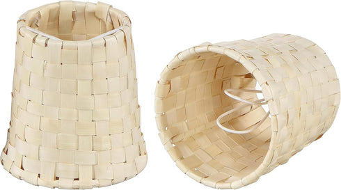 Aspen Creative 51006-2, Empire Clip-On Chandelier Lamp Shade, Natural Palm Leaf, 3" Top x
