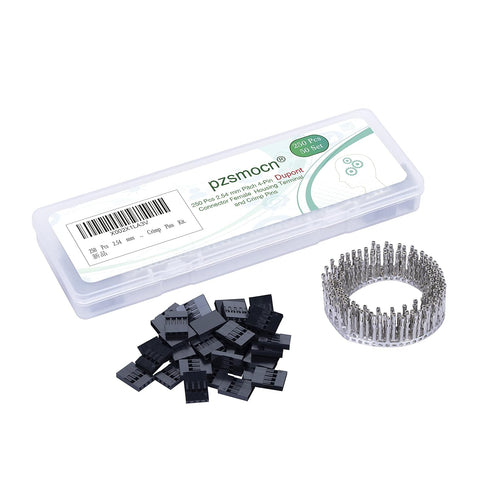 50 Sets Dupont 2.54 mm Pitch 4-Pin Female Adapter Cable Connector Accessories, 250 Pieces Crimp Pins Kit