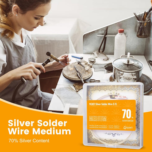 Silver Solder Wire, Medium 22 Gauge for Jewelry Repair, 5 FT