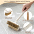 QuiVix 3 Pack Set 2-in-1 Hard Bristle Scrub Brush with Long Wooden Handle, Heavy-Duty Scrubbing Brushes with Scraper