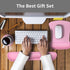 PULAIXIN Ergonomic Mouse Pad Wrist Support & Keyboard Set, Cute Memory Foam Non-Slip Rubber Base, Pink