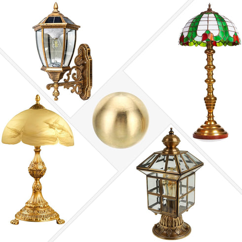 PATIKIL 25mm/1" 4 Set Ball Lamp Finials Caps Knob, Solid Brass Lamp Shade Top Decoration Screw Cap Nuts with Brass