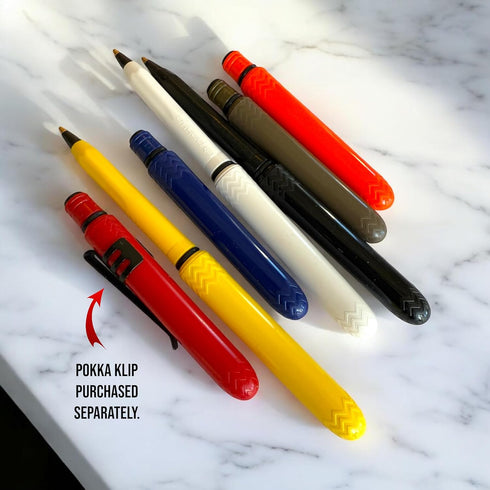 Pen - USA Made Pocket Pen, 8 Pack, Compact Lightweight EDC Black Ink Ballpoint Pen, Blaze Orange