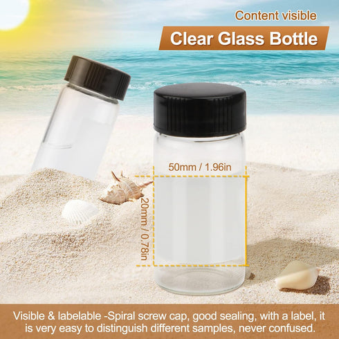 Furnido 20ml Glass Sample Vial, 20 Pcs Empty Refillable Glass Bottle with Black Screw Caps for Essential Oil Storage