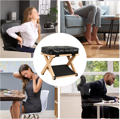 Generic Foot Rest Under Desk, Small Wooden Footstool, Double Layer Ergonomic Foot Stool, Footrest for Under Desk at