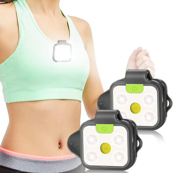 EGUKU Running Light, 2Pack Clip On USB Rechargeable LED Lights for Runners at Night, 4 Light Modes, Small Lightweight