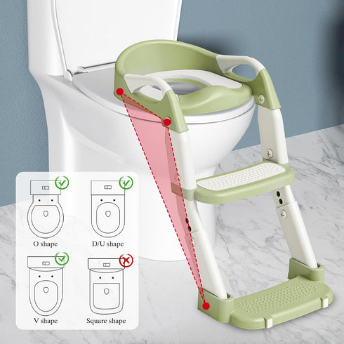 XIGGA 3 1 2-level in Potty Toilet Training Seat with Adjustable Steps, Equipped with Waterproof Cushion and Non Slip