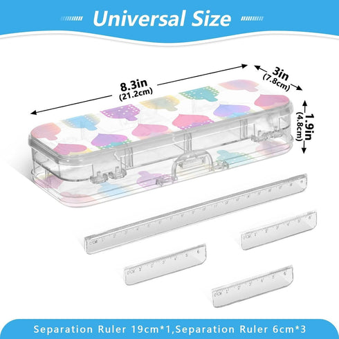 Colorful Double-Layer Pencil Case - Clear Plastic Storage Box for Stationery