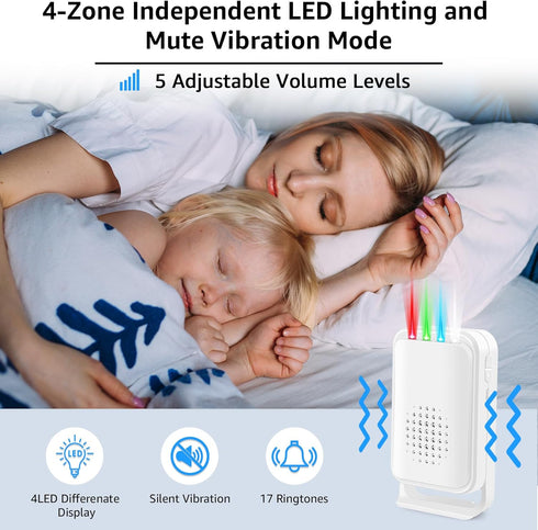 greencycle 17Ringtone 4LED Wireless Motion Sensor Door Chime, Motion Sensor Alarm, Ring Door Alarm Sensor, Ring Motion
