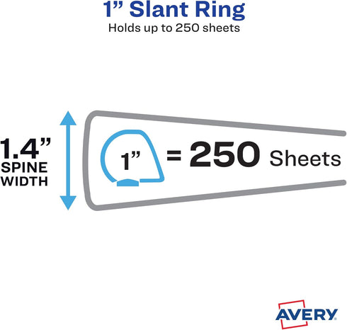Avery Heavy-Duty 3 Ring Binder, 1 Inch Slant Rings, Orchid View Binder (79272)