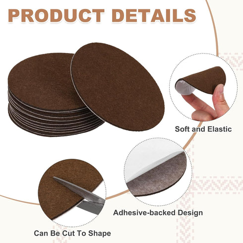 12Pcs 2 Inch 2mm uxcell Lamp Base Felt, Dia Thick Adhesive Round Soft Felt Furniture Pads, Non-Slip Anti-Scratch Backed