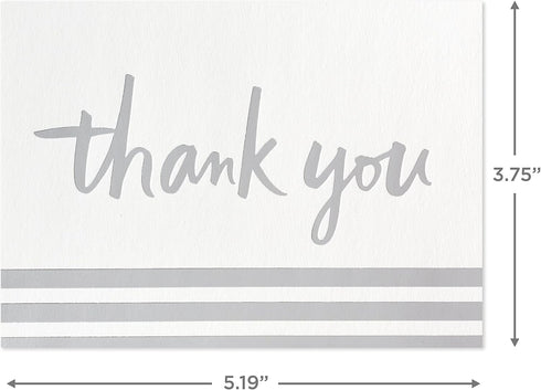 Pack (20 Hallmark of Thank You Cards, Silver Foil Thank You Notes with Envelopes)