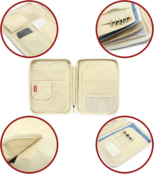 Mygreen Zipper Portfolio Organizer A4 Note Pouch, Waterproof Document Bags, Grey and Light Blue