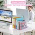 5-Section Simple Trending Mesh Desktop File Sorter Organizer, Bookshelf for Desk Home Office, Pink