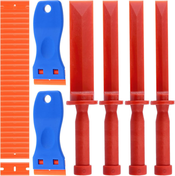 Swpeet 36Pcs Plastic Chisel and Blade Scraper Tools, 3/4" 7/8" 1" 1-1/2" Assortment Kit for Adhesive, Caulk, Labels