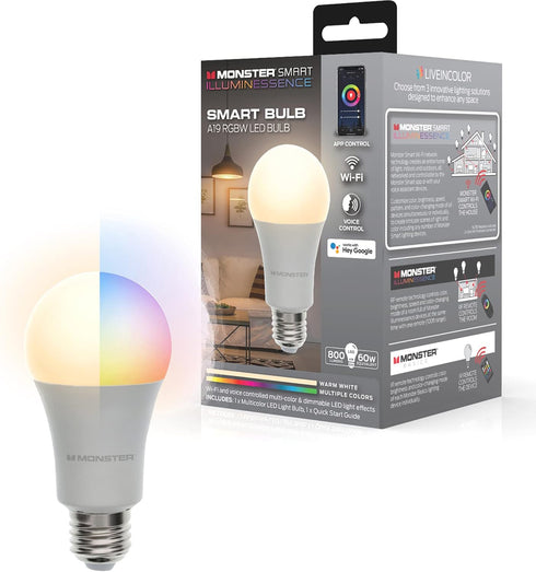 Monster Multi-Color and Warm-White LED Light Bulb, 16,000,000 Lighting Possibilities, Customizable with