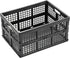 Eslite 34L Large Collapsible Plastic Folding Storage Crates, Pack of 3 (Grey)