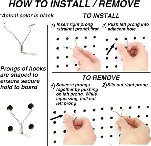 Steel Pegboard Hooks 100-Pack 1" L Hook, Black - Fits Any Peg Board for Organizing Tools, Accessories, Garage