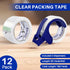Clear Packing Tape - 12 Rolls Heavy Duty Packaging Tape with Dispensers for Shipping, Moving, Sealing