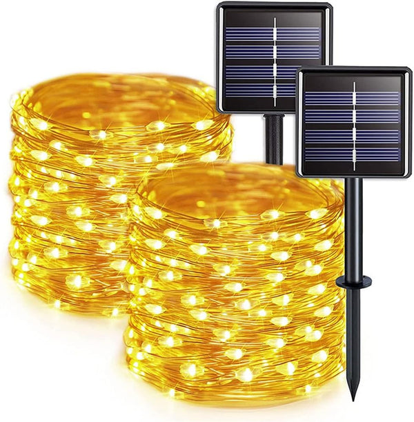 WESEN 300 LED Christmas String Lights Indoor Outdoor-2Pack, Solar String Lights 110FT with