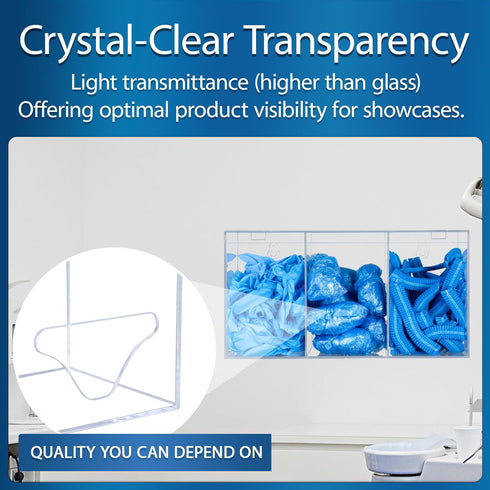 3 SEANADO Clear Acrylic Glove Holder Dispenser with Lid, Compartments Hygiene Station Storage Box for Beard Nets