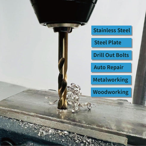 M35 5% Cobalt Jobber Drill Bits Set for Stainless Steel and Hard Metal, Steel (3/32 Inch, Pack of 10)