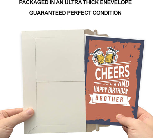 Prime Greetings Cheers and Happy Birthday Card for Brother, Eco-Friendly, Made in America, 5in x 7.75in with Premium