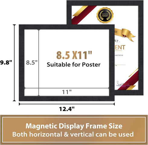PUJIANG 8.5"x 11"Magnetic Display(Black,10Pack) Sign Holder, Double Sided Window Self-adhesive Frame, Transparent PVC