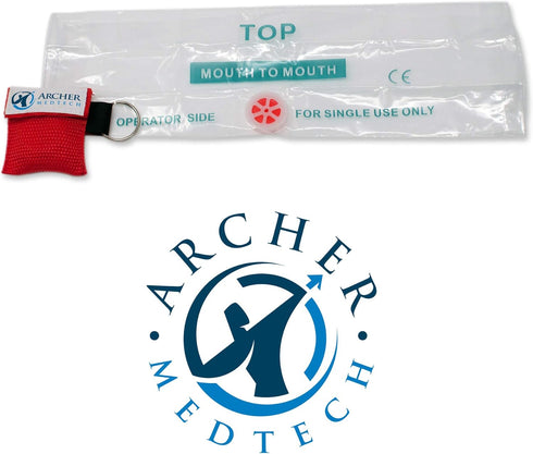CPR Mask for Pocket or Key Chain - Emergency Face Shield with One-Way Valve Breathing Barrier, Archer MedTech