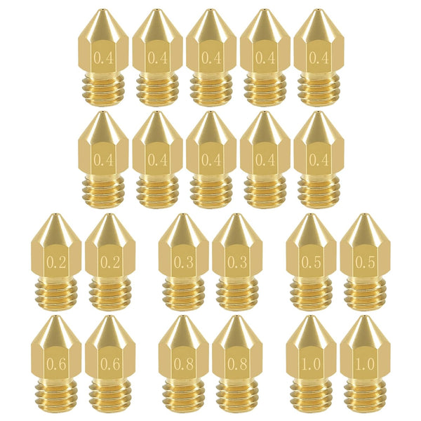 Aokin 22 Pcs MK8 3D Printer Nozzles 0.2mm to 1.0mm for Creality Ender 3/3 Pro/3 V2, Ender 5/5 Pro, CR-10/10S, Makerbot,