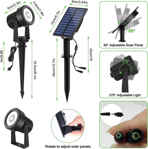 2-in-1 1 Pack) Solar Spotlights Outdoor Waterproof, Warm White Landscape Spotlights, Decorative Solar Spot Lighting