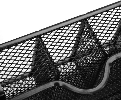 Mesh Desk Organizer for Office, 4 Compartments Pen Holder with Sticky Notes Holder, Black Mesh Storage