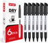 Dry Erase Markers Fine Tip - 6 Pack, Low Odor, Black, Whiteboard Markers for Kids & Adults, Fine Point