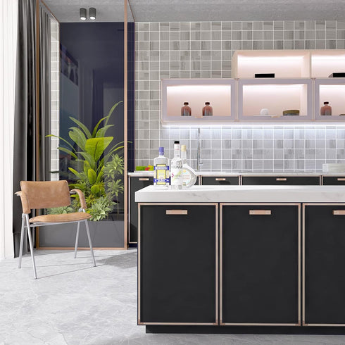 Decotalk Black Contact Paper for Cabinets, Peel and Stick Wallpaper, 17.7"x120" Matte Solid Black Removable Film
