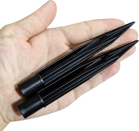Spikes,18x150mm Pack 4 MECCANIXITY Solar Light Ground Stakes for Garden Pathway Landscape Lamps, ABS Plastic Black